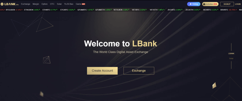 LBank The World Class Digital Asset Exchange 全球专业的数字资产交易平台 区块链资产银行